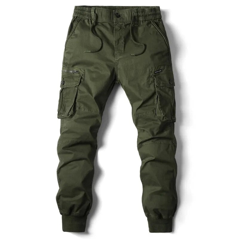 Casual heren cargobroek, elastische tailleband, comfortabele pasvorm voor herenkleding.