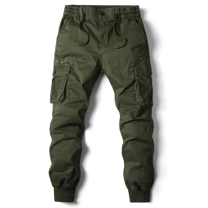 Casual heren cargobroek, elastische tailleband, comfortabele pasvorm voor herenkleding.
