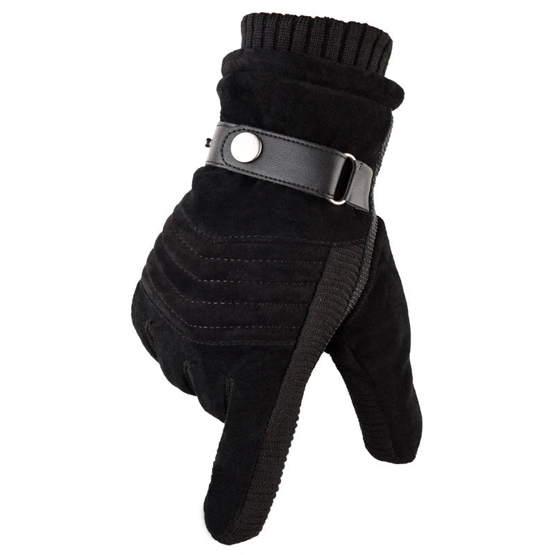 Stijlvolle heren tech handschoenen voor de winter, bieden warmte en bediening van je smartphone. Zwarte kleur.