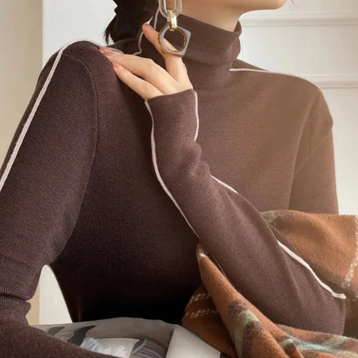 Stijlvolle gebreide coltrui Lynn voor dames, comfortabel en warm voor de winter.