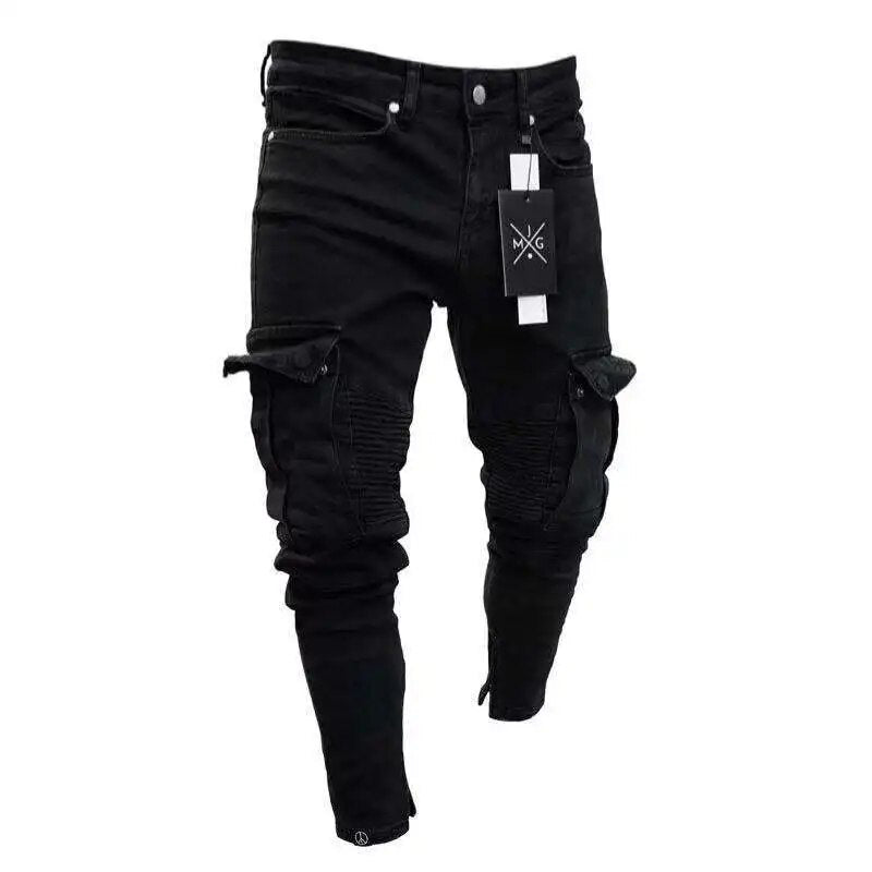 Duurzame denim cargo broek voor heren, comfortabel en stijlvol met praktische zakken.
