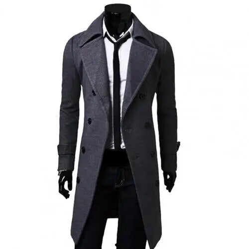 Heren trenchcoat met dubbele knopen, winddicht en stijlvol. Klassieke Britse jas voor een elegante uitstraling.