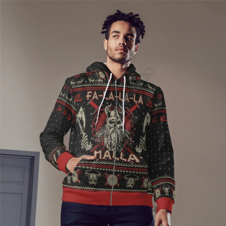 Comfortabel heren Viking vest voor de feestdagen, ideaal als warme winterkleding met een uniek kerstdesign.