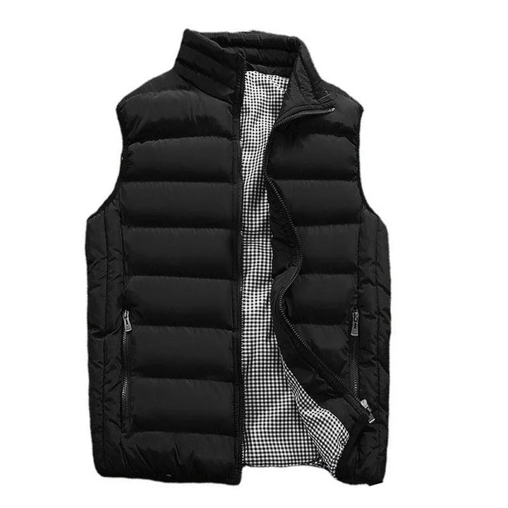 Zwart ruit heren bodywarmer, comfortabel en lichtgewicht gewatteerd, perfect als buitenkleding.