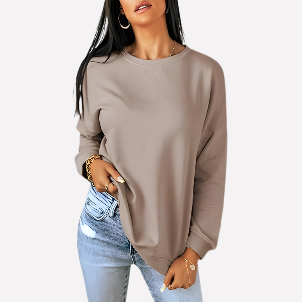 Zachte dames sweatshirt, crew neck, ademend en comfortabel voor dagelijks gebruik.