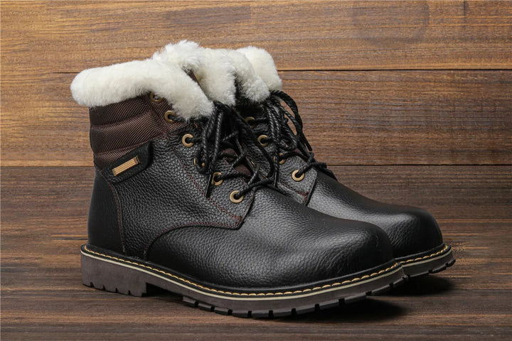 Heren winterlaarzen met zachte voering en antislipzool, perfect voor natte en koude ondergronden.