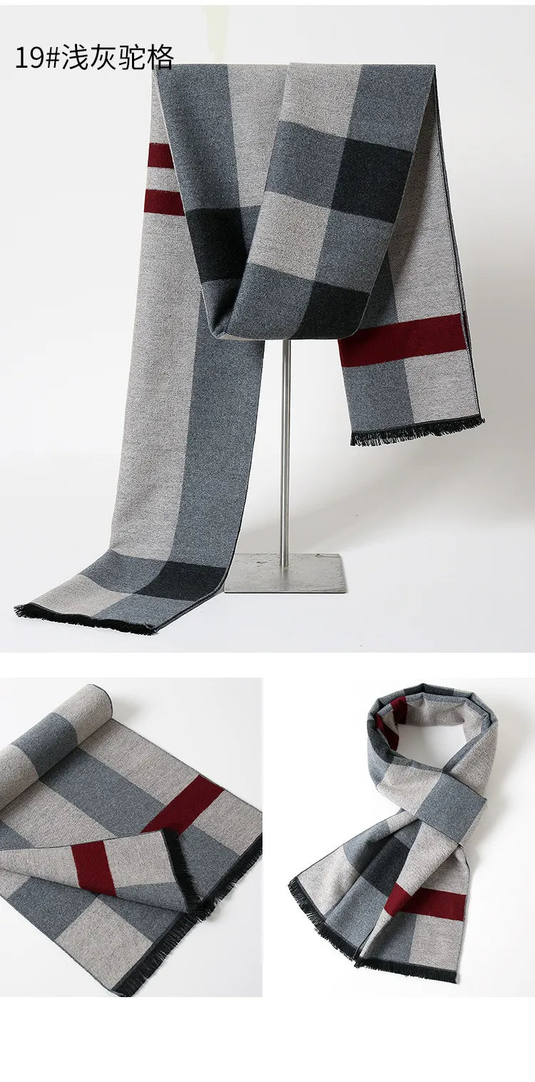 Heren sjaal van kasjmier met ruitpatroon, een essentieel item voor de koude maanden.
