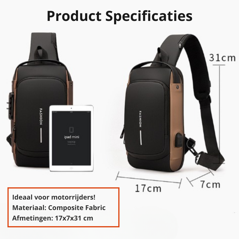 Veilige reistas Julian, unisex design, voorzien van antidiefstal slot en USB laadpoort voor al je gadgets.
