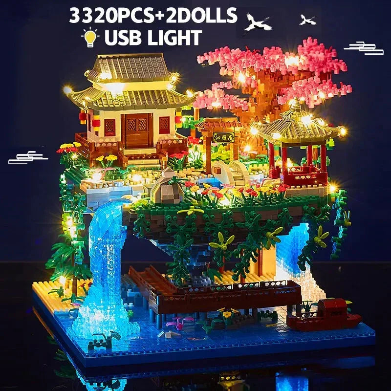 Het sfeervolle LED waterval licht van de boomhut bouwset, een uniek element voor dit DIY speelgoed cadeau.