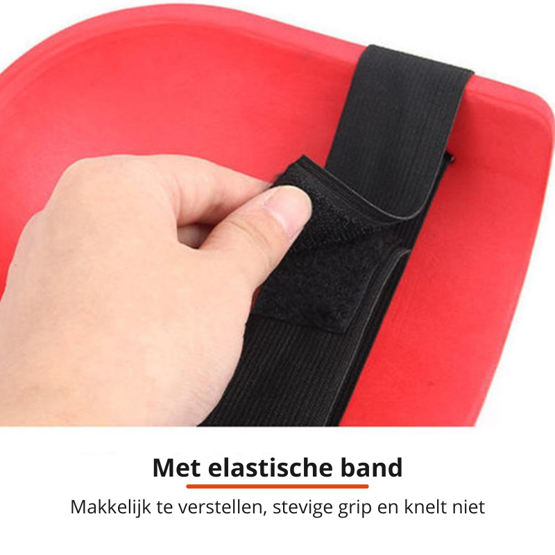 Verstelbare knie pads voor veiligheid en bescherming bij tegelzetten of andere vloerklussen.