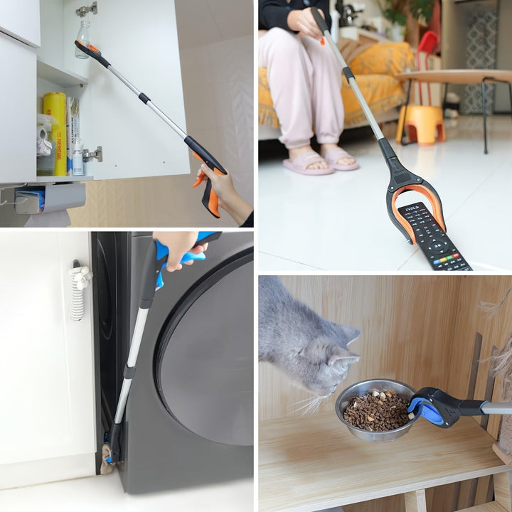 Hulpmiddel grijper met comfortabele handgreep, voorkomt bukken en strekken, ideaal voor dagelijkse routine.