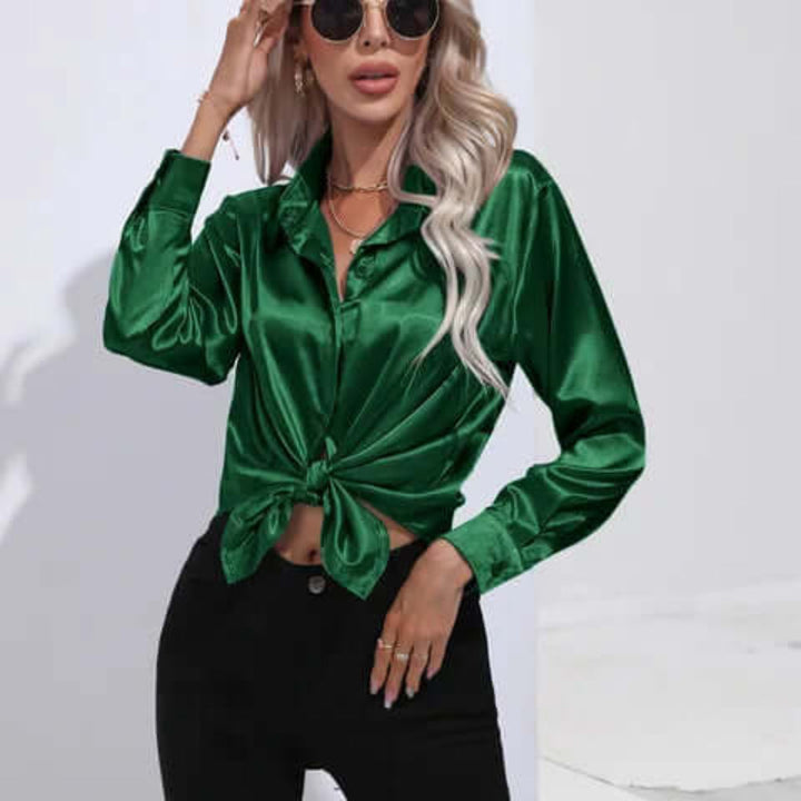 Comfortabele elegante damesblouse, lange mouwen, losse pasvorm. Geschikt voor kantoor of casual.