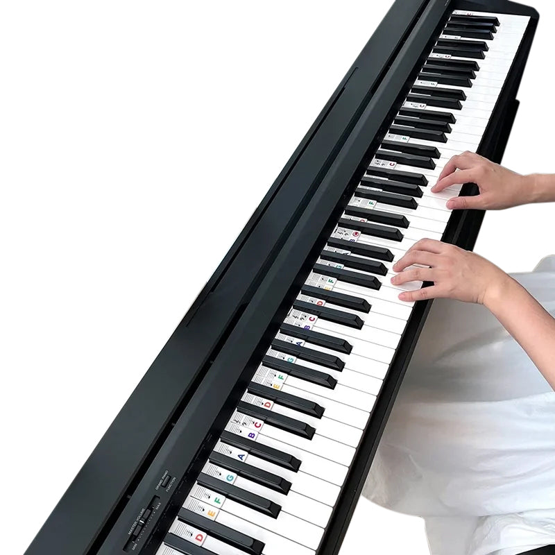 Complete set siliconen notenlabels voor 88-toetsen piano en keyboard, perfect hulpmiddel bij muziekles.