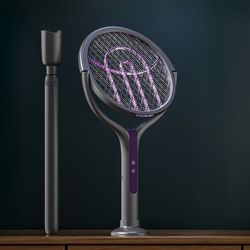 Vouwbare muggenzapper met uitschuifbare steel en UV-licht, effectief tegen muggen, vliegen en insecten.