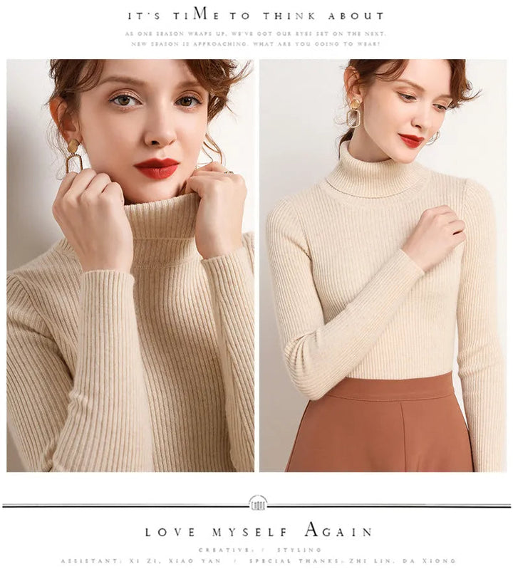 Casual effen dames coltrui. Gebreid voor comfort, met lange mouwen (herfst/winter).