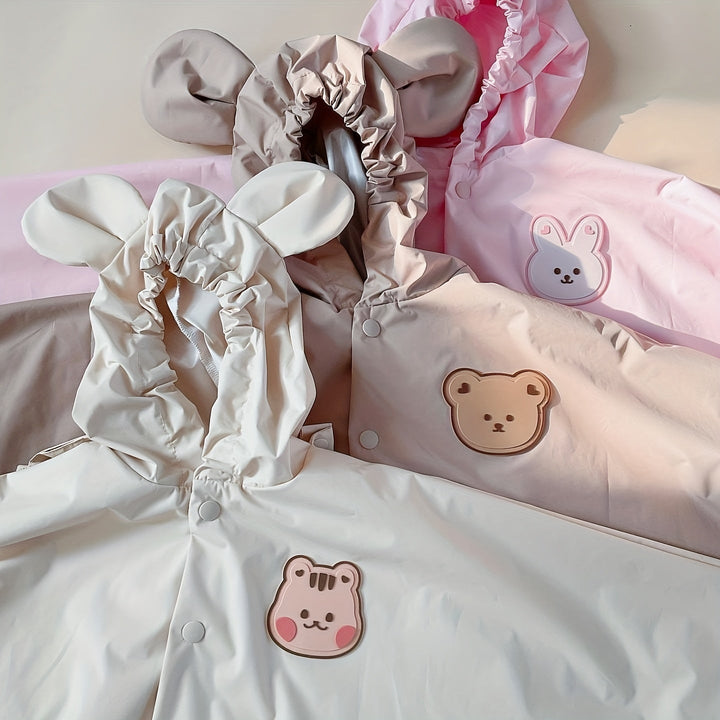 Leuke kinderregenjas met schattig konijnenmotief, waterdicht voor meisjes en jongens bij regenachtig weer.