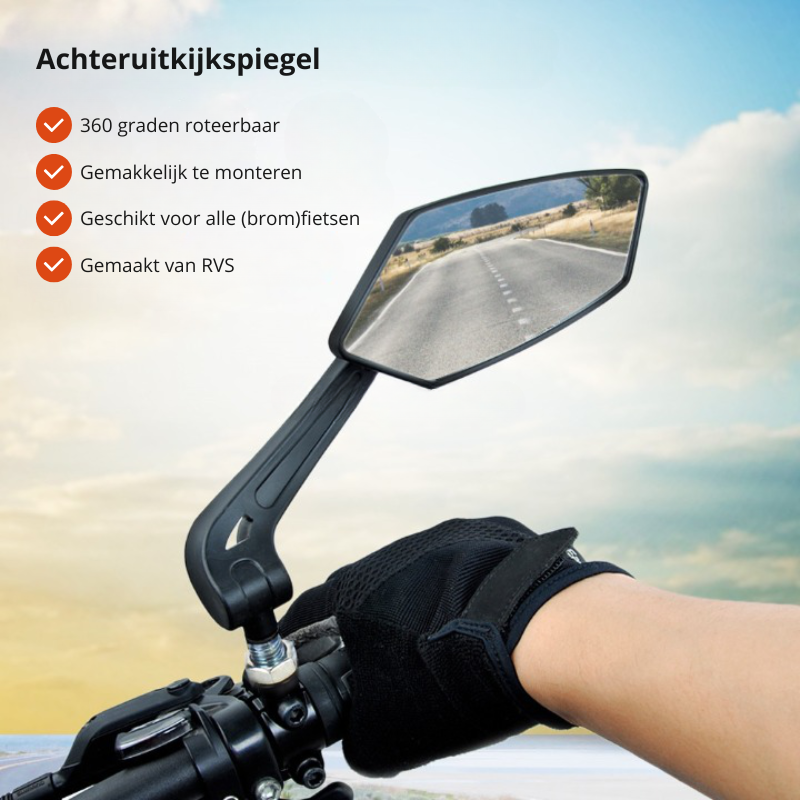 Essentiële FlexiView achteruitkijkspiegel, verhoogt fietsveiligheid, ideaal voor iedere fietser.