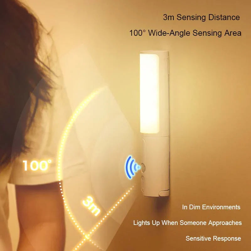 Draadloze oplaadbare LED nachtlamp met slimme bewegingssensor. Handig voor elke donkere plek in huis.