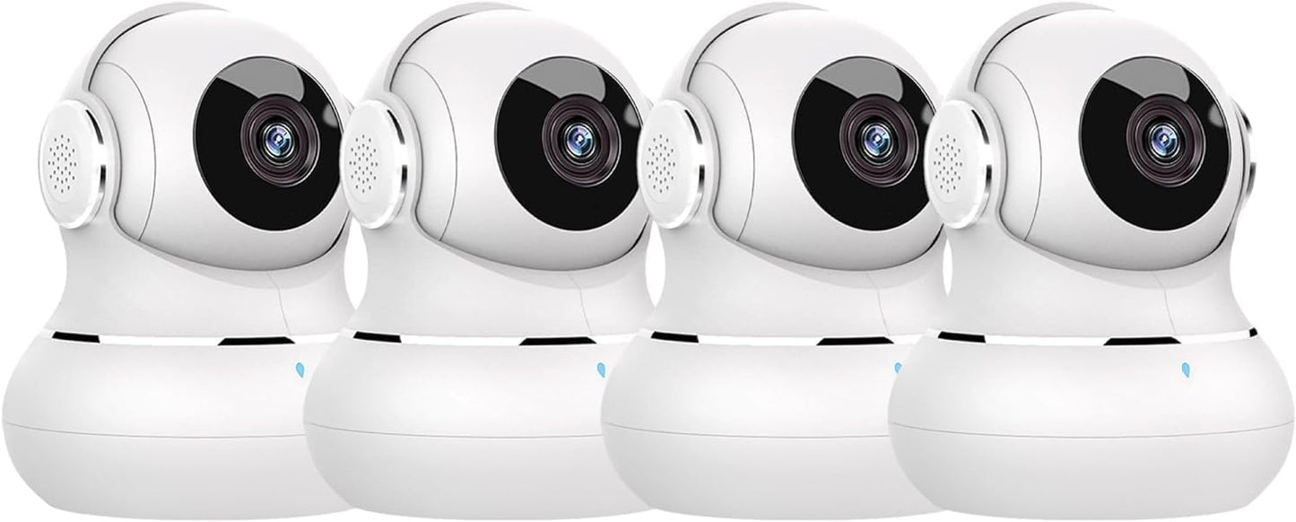 "360° nachtzicht babyfoon camera met tweerichting audio, compact design voor in de babykamer."