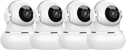 "360° nachtzicht babyfoon camera met tweerichting audio, compact design voor in de babykamer."