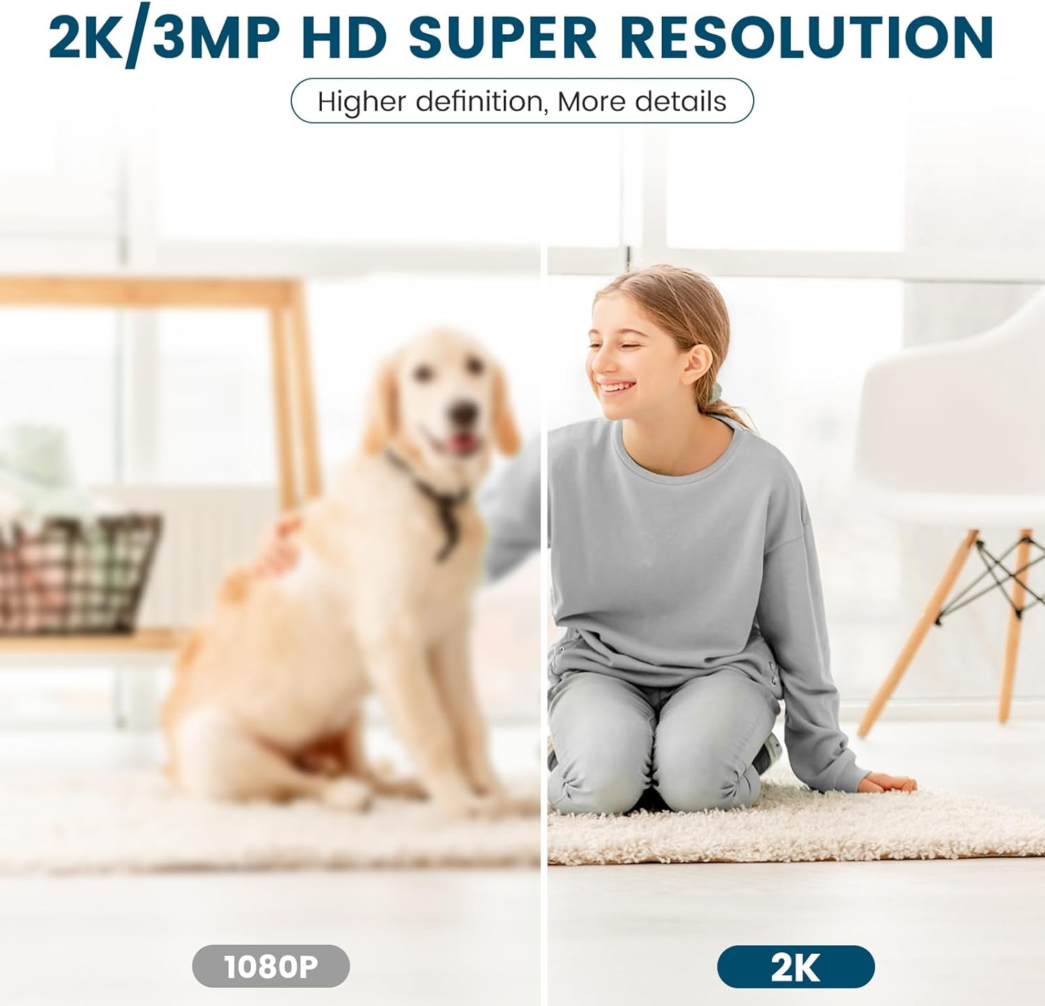 "360° nachtzicht babyfoon camera met tweerichting audio, compact design voor in de babykamer."