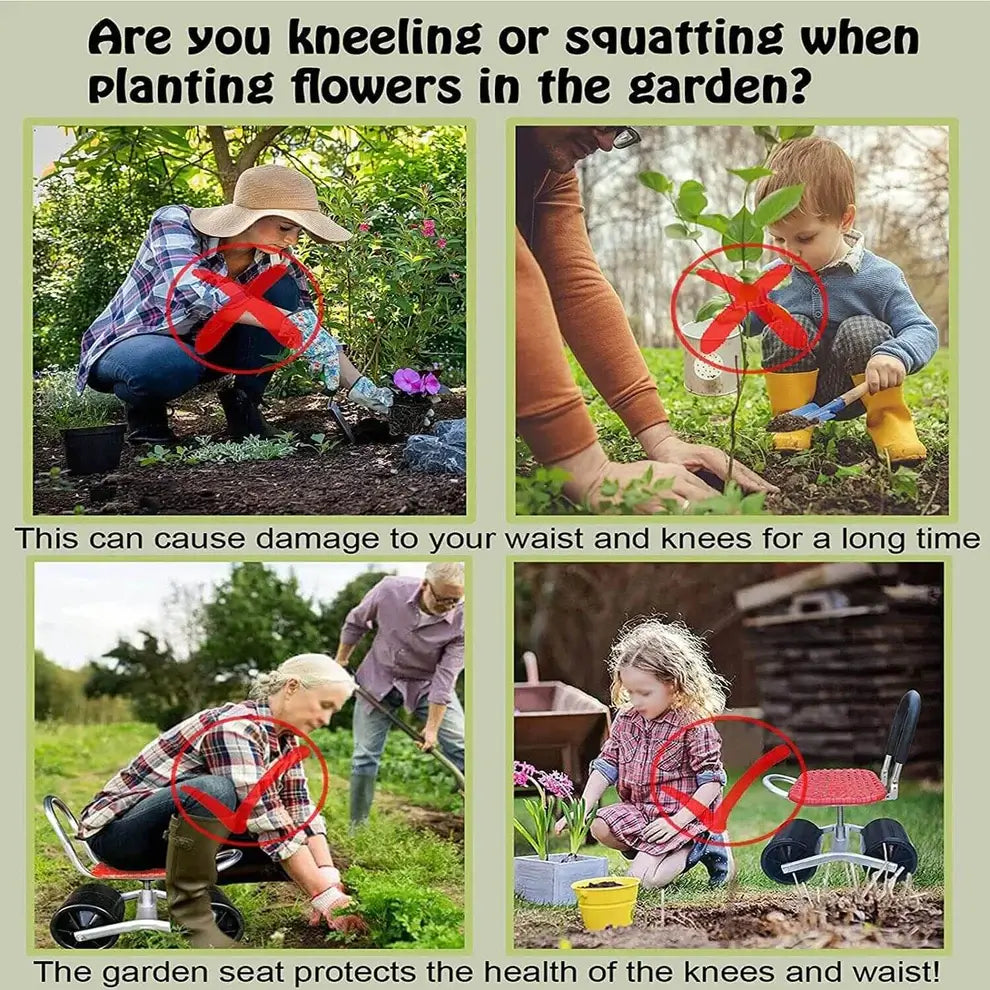 Duurzame draaibare tuinstoel; in hoogte verstelbaar. Essentieel voor comfortabel buitenleven & tuinwerk.