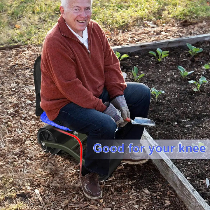 Veelzijdige 360° draaibare tuinstoel. Hoogte verstelbaar, ideaal voor planten, wieden en alle tuinbenodigdheden.