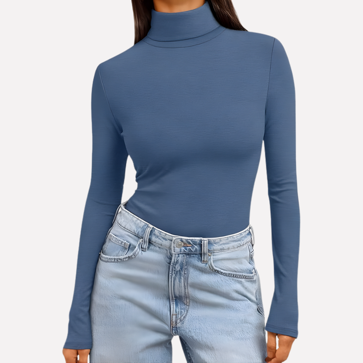 Nauwsluitende dames coltrui top met lange mouwen, perfect voor laagjes of als stijlvolle solo-top voor vrouwen.