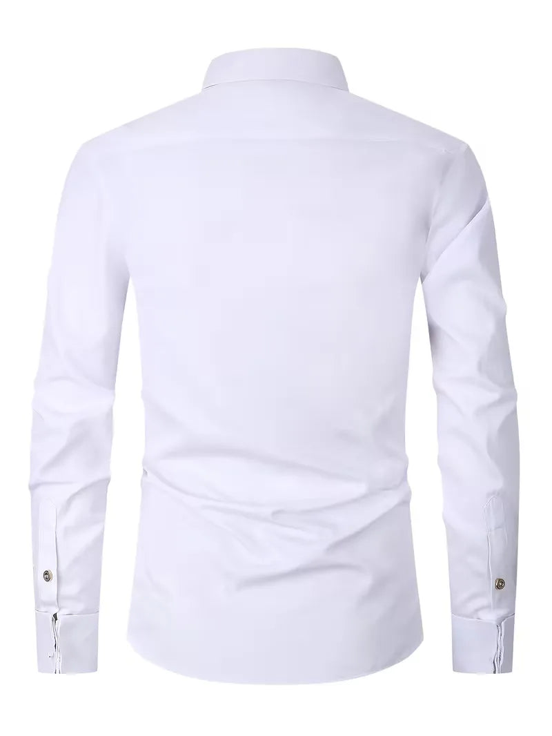 Dit heren overhemd met mandarin kraag is zowel stijlvol als comfortabel, regular fit.