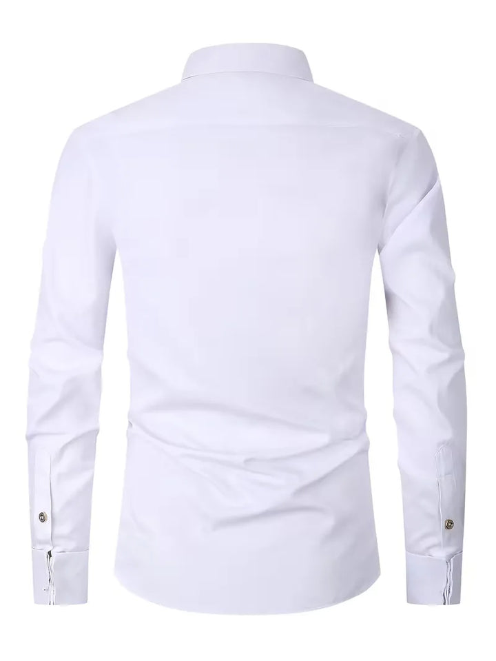 Dit heren overhemd met mandarin kraag is zowel stijlvol als comfortabel, regular fit.