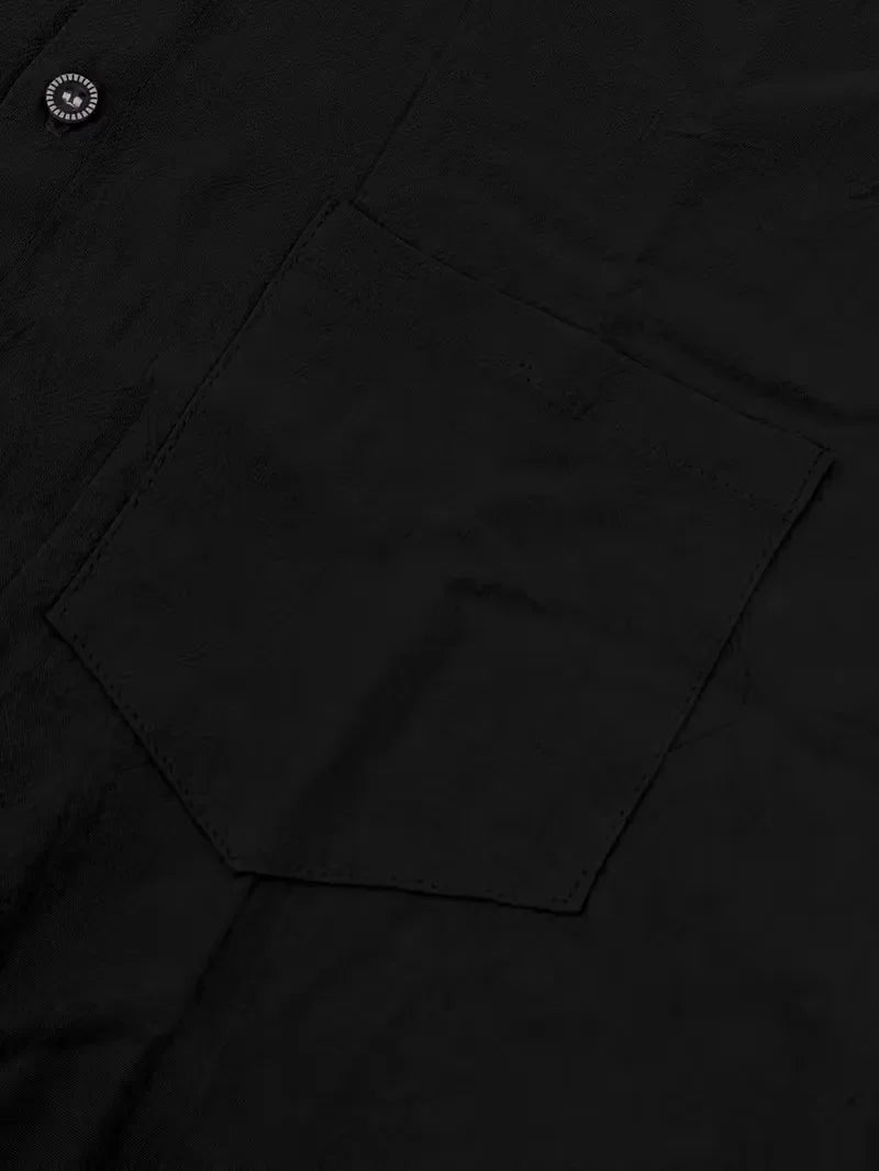 Casual heren zomerset: V-hals shirt met korte mouwen en rechte pijpen broek, relaxte pasvorm.