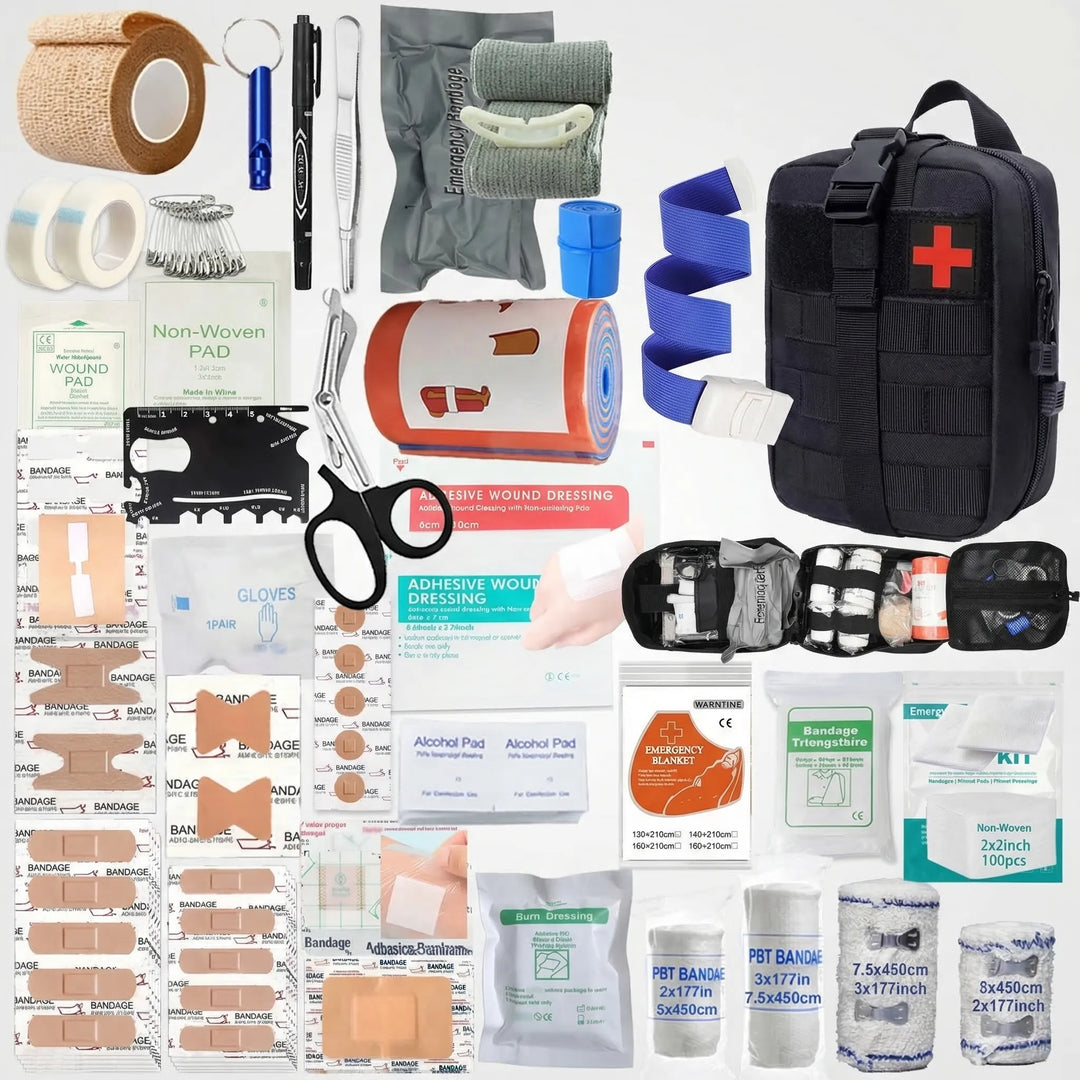 Alles-in-één EHBO-set voor noodsituaties. 379 medische benodigdheden voor kamperen & avontuur.