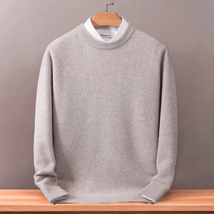 Stijlvolle heren oversized kasjmier trui met ronde hals, voor een moderne en relaxte herenmode look.