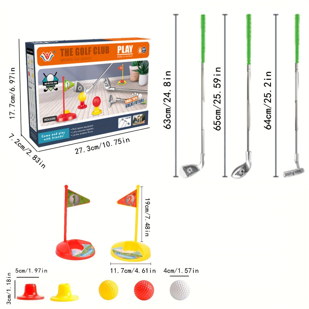 Verstelbare golfclubs uit de kindergolfset, perfect voor groeiende kinderen en motorische ontwikkeling.