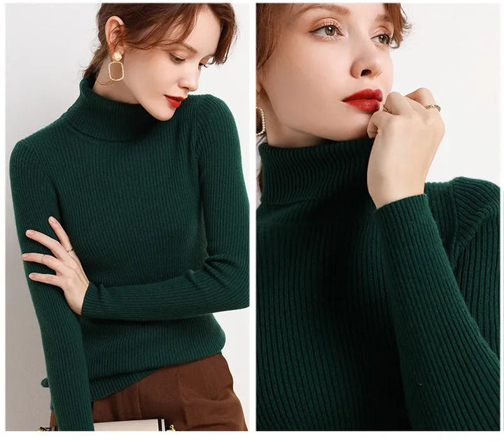 Effen dames coltrui, gebreid. Perfect voor winterkleding, casual en warm.