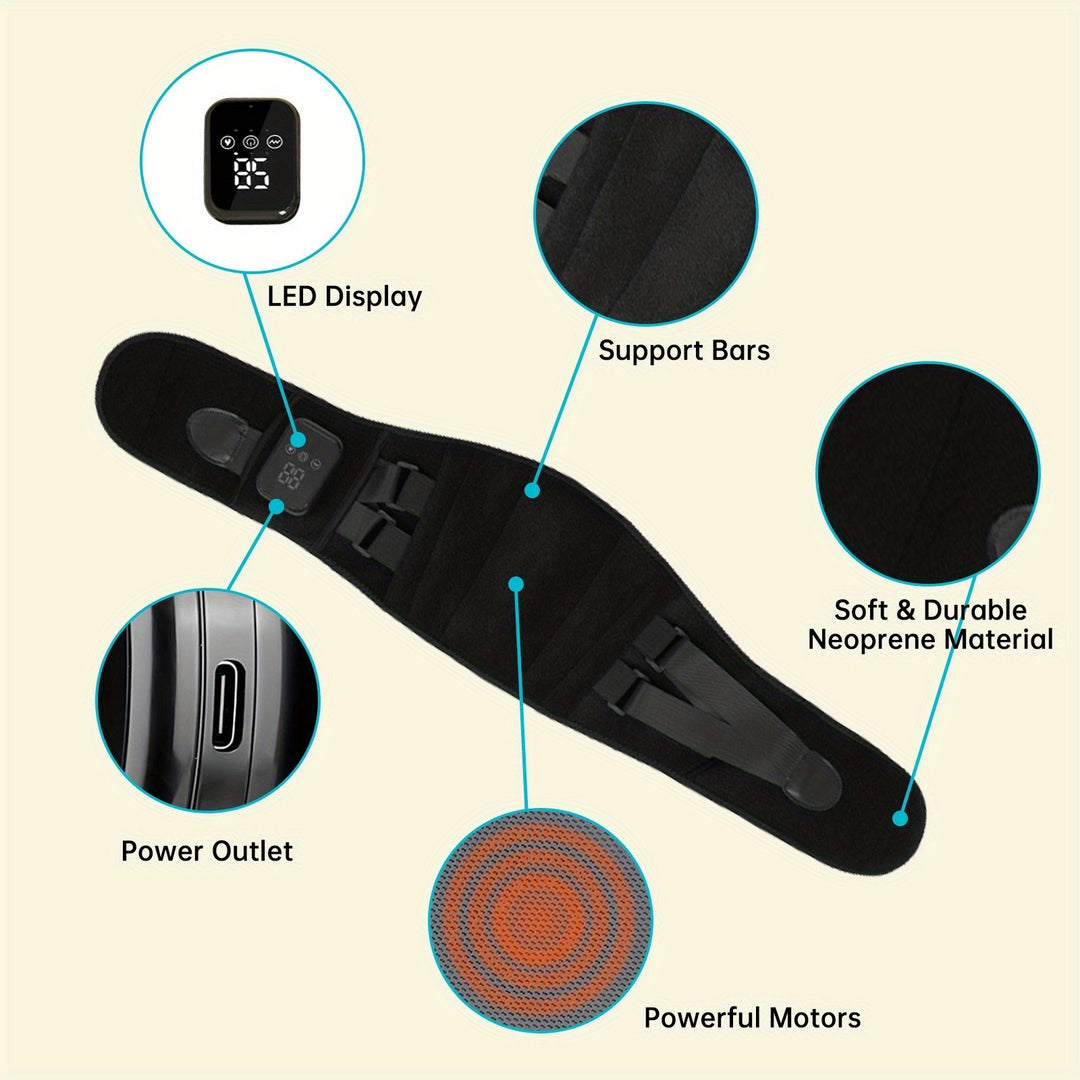 Premium draadloze massageband met instelbare warmte en vibratie, perfect voor spierherstel.