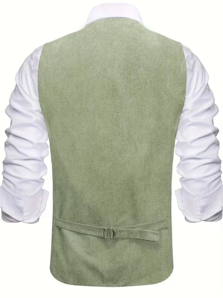 Zakelijk en feestelijk heren gilet, V-hals, knopen, veelzijdig te dragen door heren.