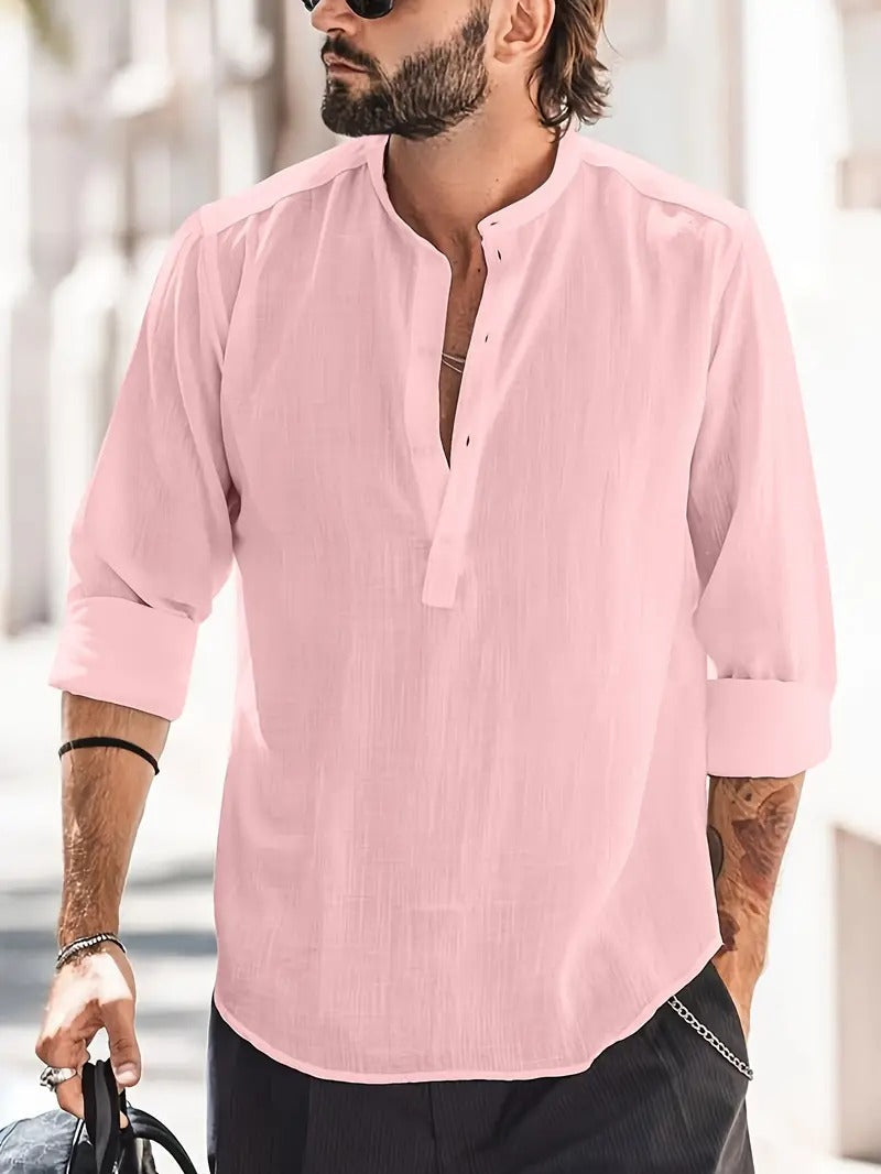 Heren overhemd Jacob, een tijdloos effen shirt met lange mouwen voor elegante en casual mode.