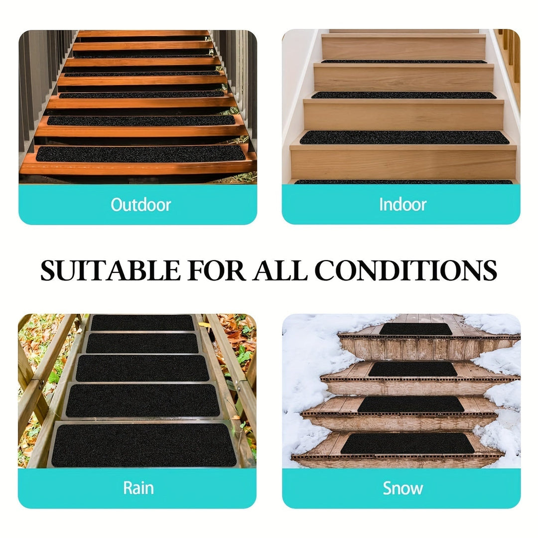 Veilige antislip trapstrips in zwart, 10-pack, geschikt voor alle trappen binnen en buiten met optimale grip.
