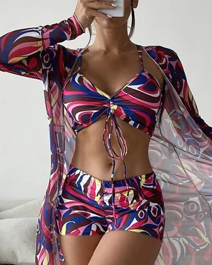 Dames badkleding set met losse broek, perfect voor een zomerse dag.