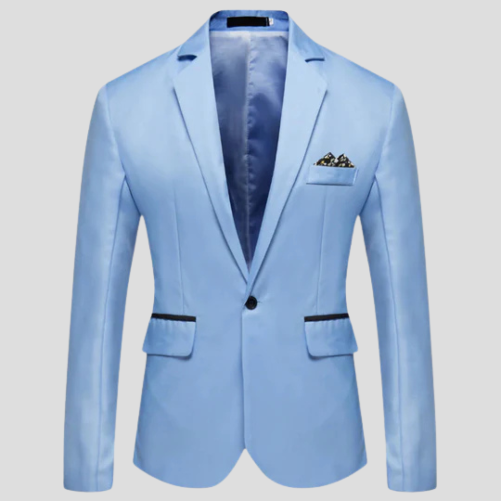 Moderne herenblazer gedragen in een smart casual look. Veelzijdig mannen jasje voor een stijlvolle, ontspannen outfit.