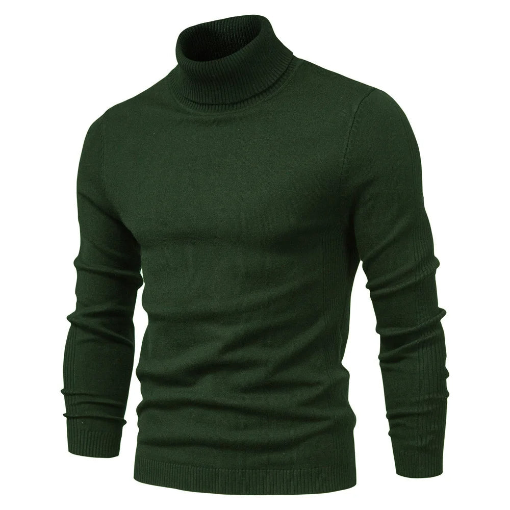 Slim-fit heren coltrui, accentueert de lichaamsbouw, perfect voor gelaagde winteroutfits.