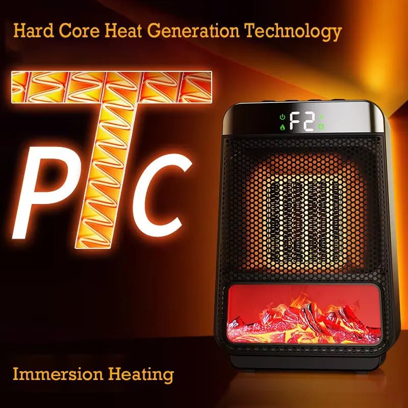 Compacte elektrische kachel met thermostaat, perfect voor energiezuinige verwarming van uw huiskamer.