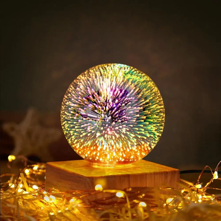Kristallen bollamp met betoverend 3D vuurwerkeffect, ideaal als sfeerlicht of decoratie.