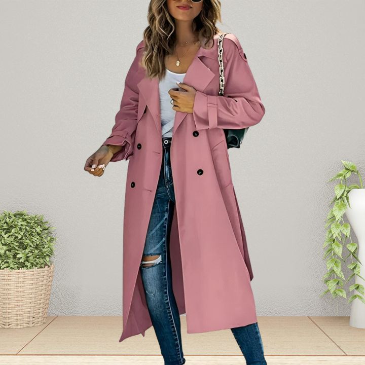 Hoymans lentejas trenchcoat voor dames, comfortabel en stijlvol, ideaal als buitenkleding in lente en herfst.