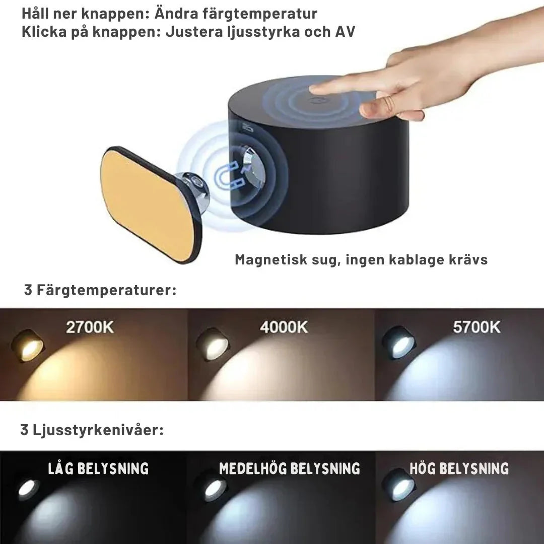 Elegante draadloze Scandinavische wandlamp, sfeervolle LED verlichting voor thuis met afstandsbediening.