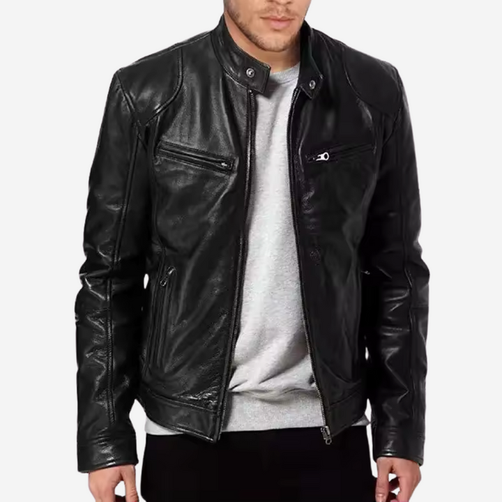 Heren Hoymans PU leren motorjack, comfortabel en stoer. Ideaal voor een bikerstijl of casual mode outfit.