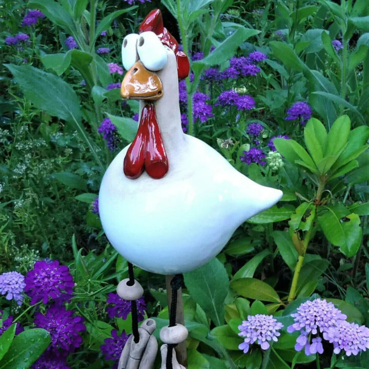 Charmante tuinkip decoratie set, perfect als speelse blikvanger voor buitenleven en tuinliefhebbers.