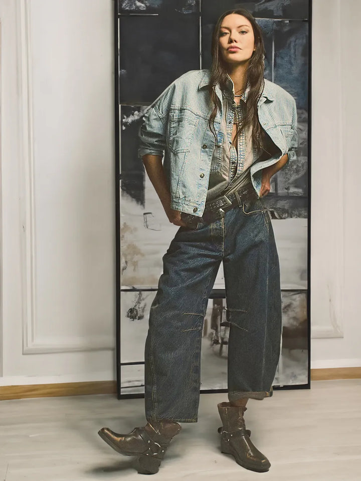 Dames barrel jeans 'Livia' met een trendy mid-rise pasvorm. Ideaal voor een stijlvolle, comfortabele en casual outfit.