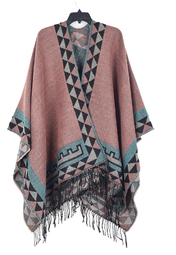 Stijlvolle dames poncho Kiki, heerlijk warm en comfortabel voor najaar en winter. Loose fit, one size.